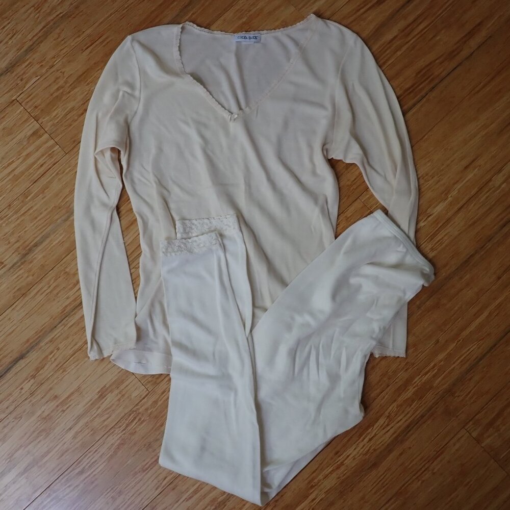 Cuddl Duds Cream Top (Meduim) & Bottom (Small) Set